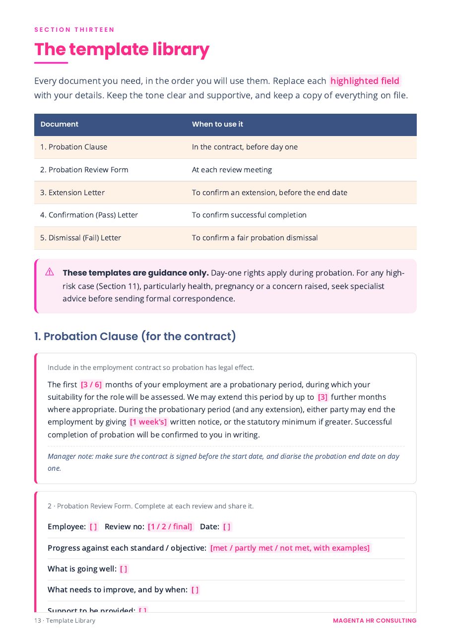 The Tribunal-Proof Probation System sample page: A ready-to-use template