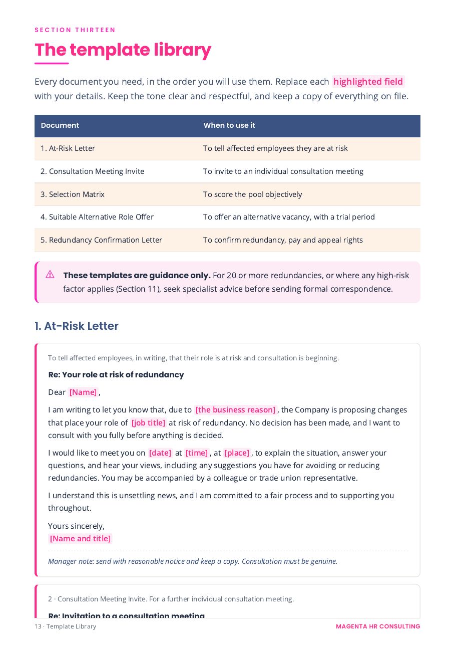 The Tribunal-Proof Redundancy System sample page: A ready-to-use template